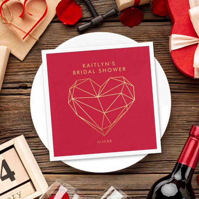Servilleta De Papel Geometric Heart Día de San Valentín Despedida de S (Subido por el creador)