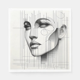 Servilleta De Papel Geometric Line Portrait