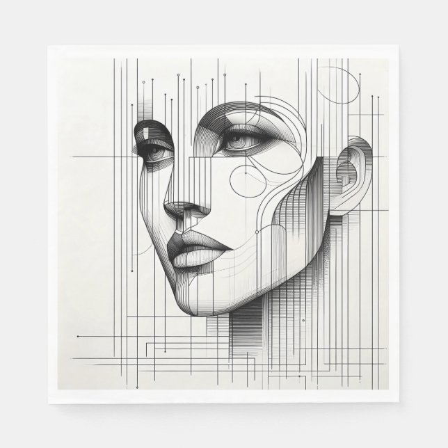 Servilleta De Papel Geometric Line Portrait (Anverso)