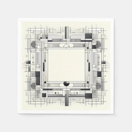 Servilleta De Papel Geometric Linework Frame