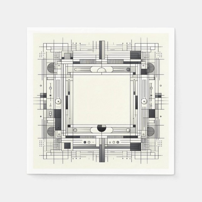 Servilleta De Papel Geometric Linework Frame (Anverso)