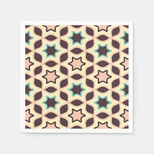 Servilleta De Papel  Geometric pattern with star shapes in brown and t (Anverso)