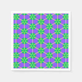 Servilleta De Papel Geometric Starburst in Purple, Green and Yellow