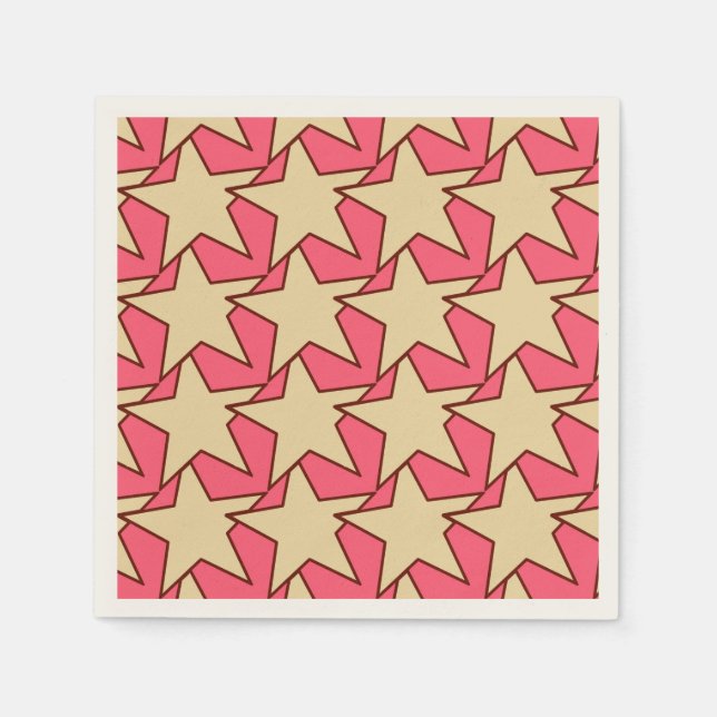 Servilleta De Papel Geométrica de estrella moderna - coral y beige (Anverso)