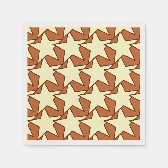 Servilleta De Papel Geométrica de estrella moderna - crema y bronceado (Anverso)