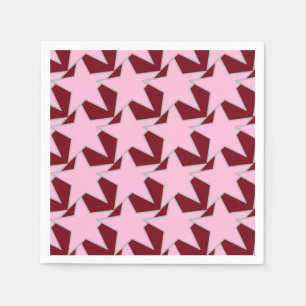 Servilleta De Papel Geométrica de estrella moderna - rosa y borgoña