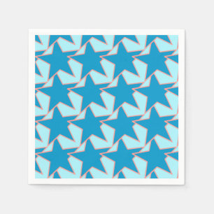 Servilleta De Papel Geométrico de estrella moderna: azul ceruleano y