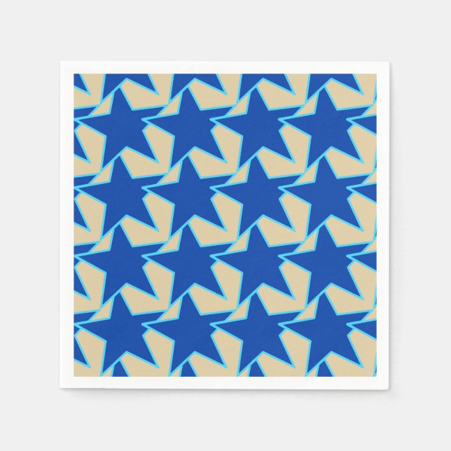 Servilleta De Papel Geométrico de estrella moderna - azul cobalto y ta (Anverso)