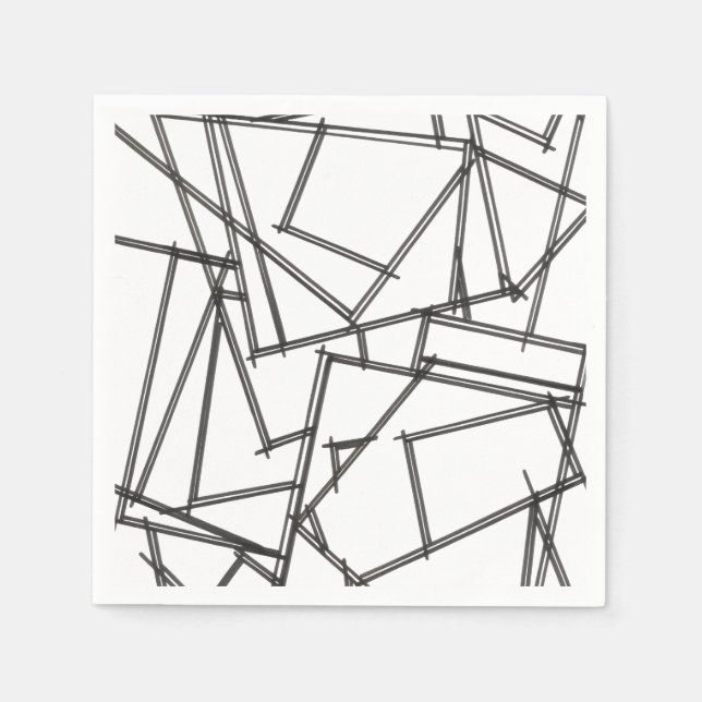 Servilleta De Papel Geométrico en blanco y negro-mínimo moderno (Anverso)