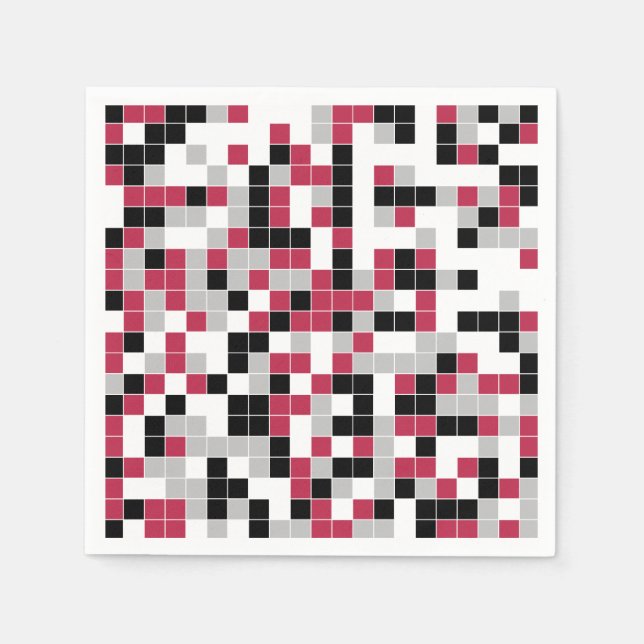 Servilleta De Papel Geométrico moderno de gris negro magenta (Anverso)