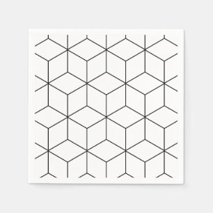 Servilleta De Papel Geométrico Moderno Negro Y Blanco