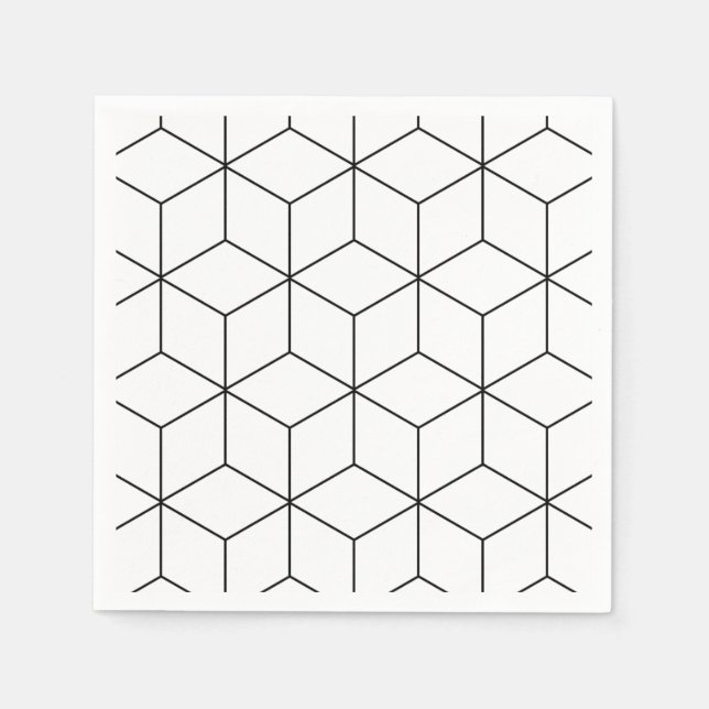 Servilleta De Papel Geométrico Moderno Negro Y Blanco (Anverso)