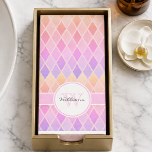 Servilleta De Papel Geométrico personalizado de tonos joya rosa y nara