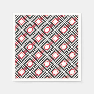Servilleta De Papel Geométrico Rojo Negro y Blanco