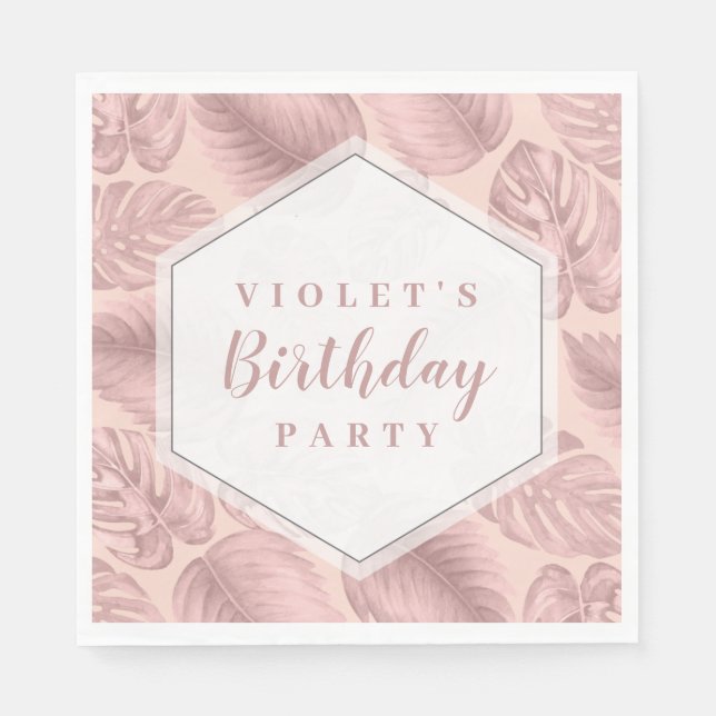 Servilleta De Papel Geométrico tropical rosado (Anverso)