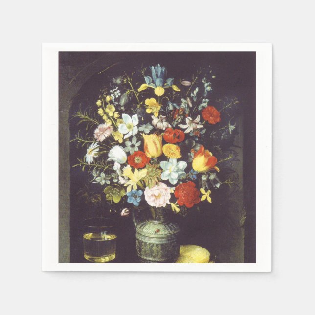 Servilleta De Papel Georg Flegel Gran trozo de flores (en el nicho) (Anverso)