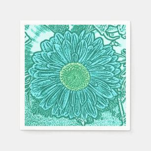 Servilleta De Papel Gerbera Daisy Block Print - tonos de agua