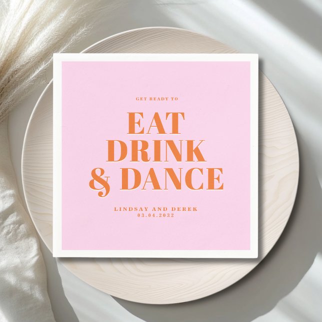 Servilleta De Papel GET READY TO EAT DRINK AND DANCE! Wedding  (GET READY TO EAT DRINK AND DANCE! Wedding Napkins)