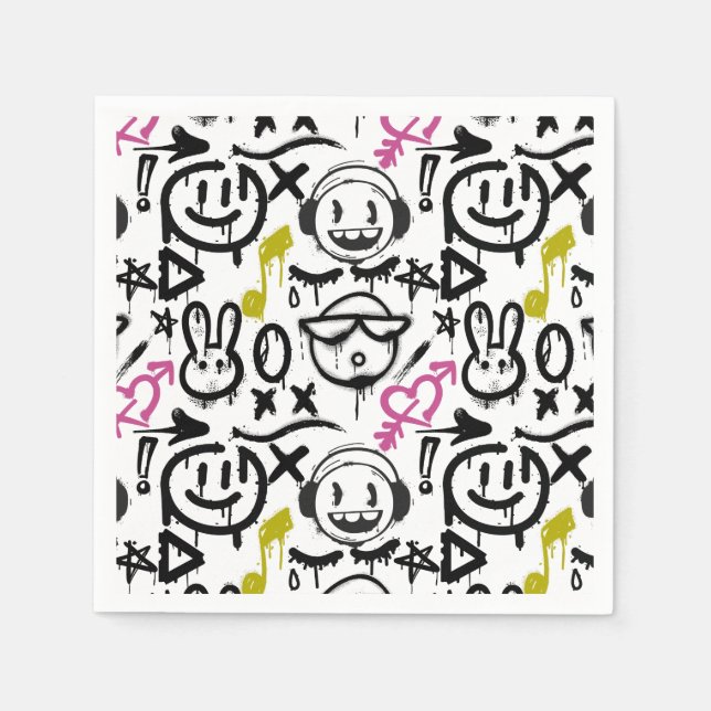 Servilleta De Papel GFT01-Graffiti principalmente negro (Anverso)