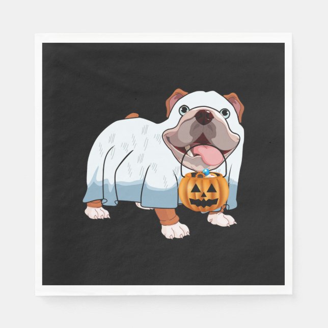 Servilleta De Papel Ghost Bulldog Halloween Dog (Anverso)