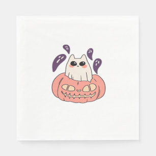 Servilleta De Papel Ghost Kitty en una calabaza clásica camiseta