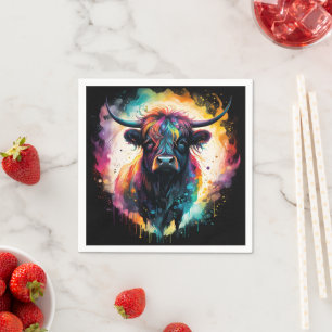 Servilleta De Papel Ghostly Grace: Vaca Highland espectral Holográfica