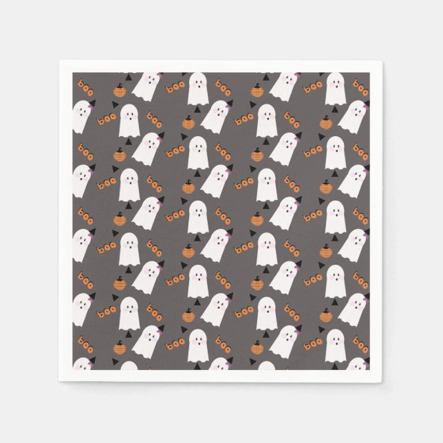 Servilleta De Papel Ghoul Naranja Gray Confetti (Anverso)