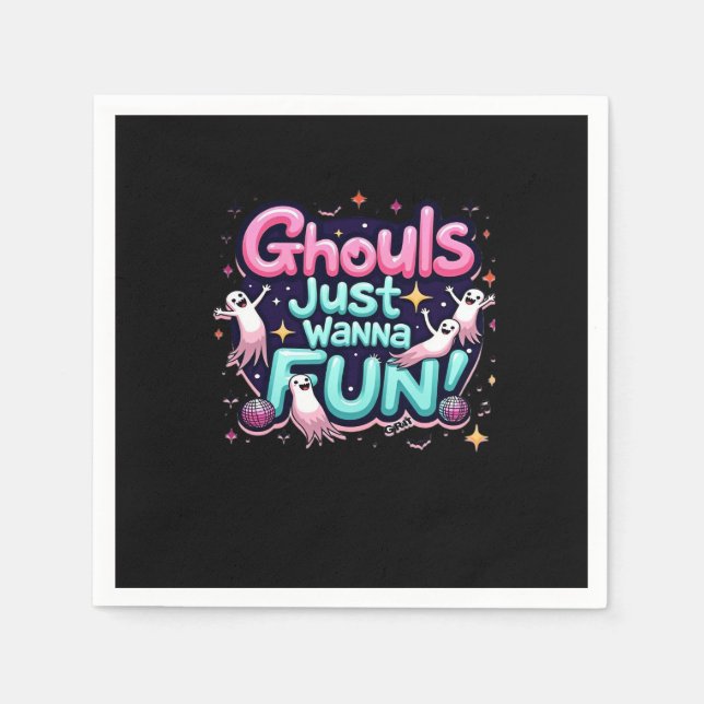 Servilleta De Papel Ghouls solo quiere divertirse con Halloween Disco  (Anverso)