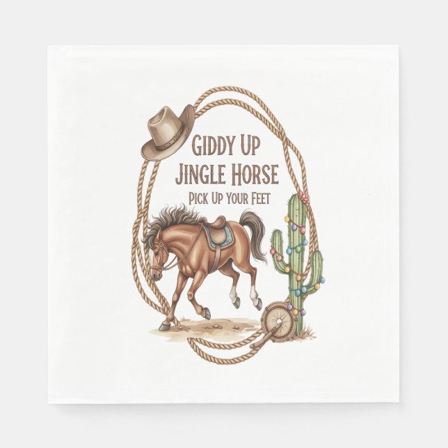 Servilleta De Papel Giddy Up Jingle Horse (Anverso)