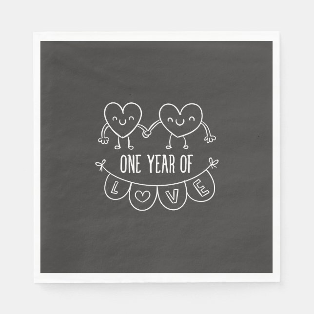 Servilleta De Papel Gift Chalk Hearts, 21 Aniversario (Anverso)