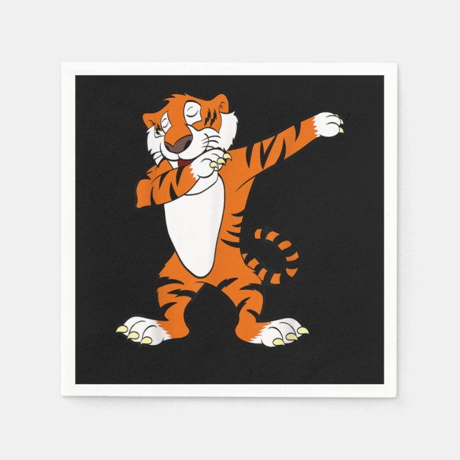 Servilleta De Papel Gift Tiger | Dabbing Cute Tiger Animal Fiesta (Anverso)