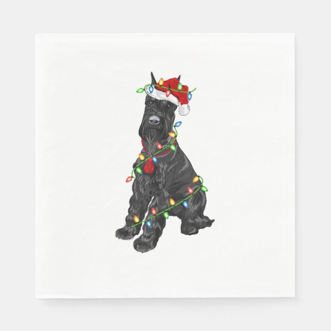 Servilleta De Papel Gigante Schnauzer Lover Xmas Santa Giant Schnauzer (Anverso)