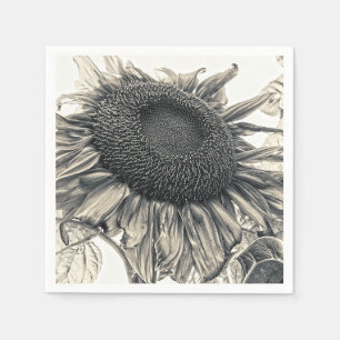 Servilleta De Papel Gigante Sunflower Vintage Sepia Art Decoupage