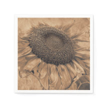 Gigantes Sunflowers Vintage Sepia Brown Decoupage 