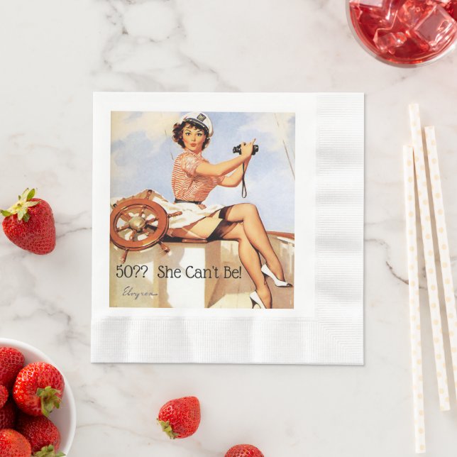 Servilleta De Papel Gil Elvgren Pin Up Wearing Capters Gorra Binocular (In situ)