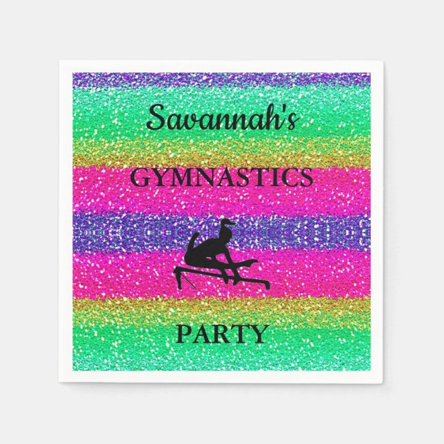 Servilleta De Papel Gimnasia Birthday Rainbow Sparkle 50 servilletas (Anverso)