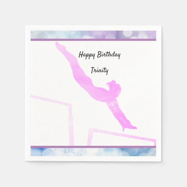 Servilleta De Papel Gimnasia Birthday Uneven Barras Watercolor (Anverso)