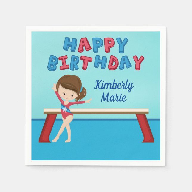 Servilleta De Papel Gimnasia Fiesta de Cumpleaños Infantes Personaliza (Anverso)