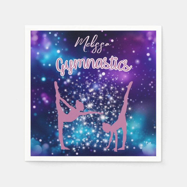 Servilleta De Papel Gimnasia Galaxia Turquesa Púrpura Personalizada (Anverso)