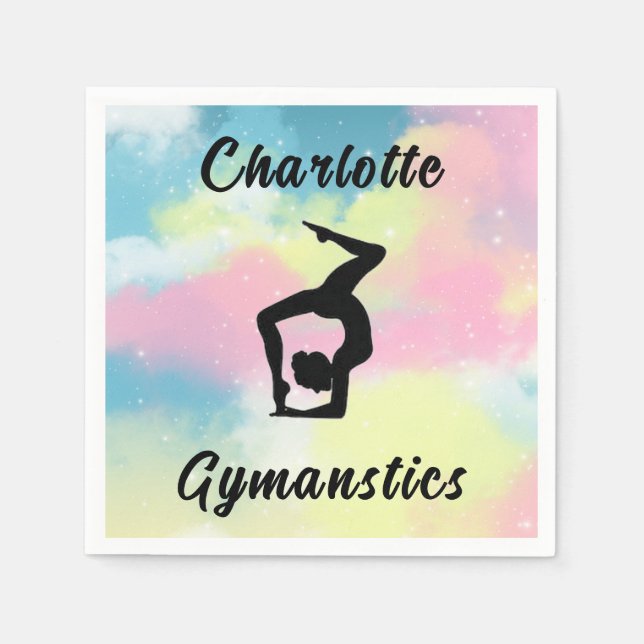 Servilleta De Papel Gimnasia Pastel amarillo rosa azul personalizado (Anverso)