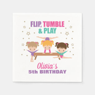 Servilleta De Papel Gimnasia Pink Morple Turquesa Chica Cumpleaños