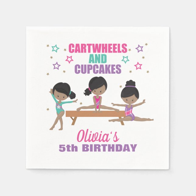 Servilleta De Papel Gimnasia Púrpura Rosa Turquesa Chica Nap (Anverso)