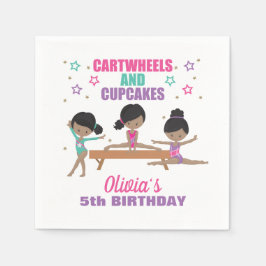 Servilleta De Papel Gimnasia Rosa Purpura Turquesa Cumpleaños de Niña 