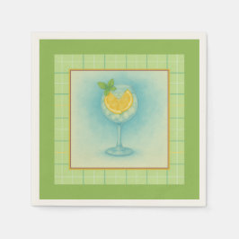 Servilleta De Papel Gin & Tonic Cocktail Napkin – Mint Plaid