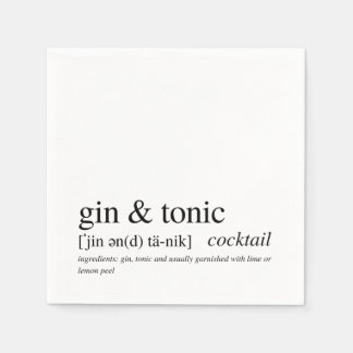 Servilleta De Papel Gin y Tonic Modern Cita Typografía Negra