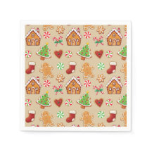 Gingerbread House Cookies Napkins Christmas Napkin