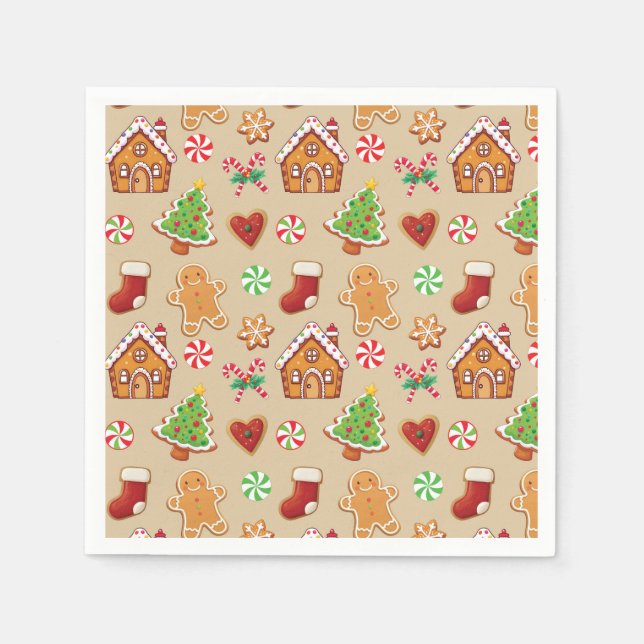 Servilleta De Papel Gingerbread House Cookies Napkins Christmas Napkin (Anverso)