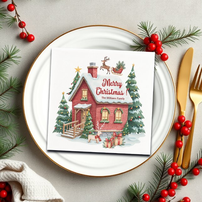 Servilleta De Papel Gingerbread House Reindeer Fir Trees (Subido por el creador)