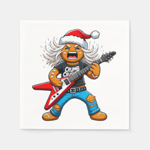 Servilleta De Papel Gingerbread Rock Guitar Navidad 2026 Fiesta