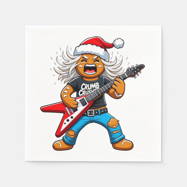 Servilleta De Papel Gingerbread Rock Guitar Navidad 2026 Fiesta   (Anverso)